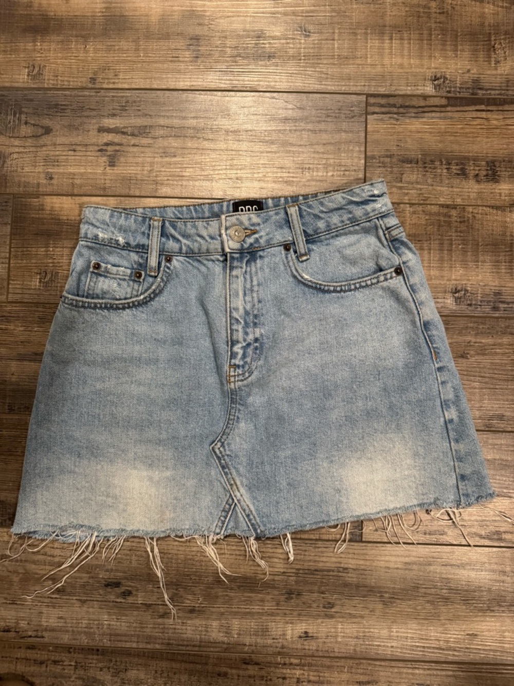 BDG Light Blue Distressed Denim Mini Skirt